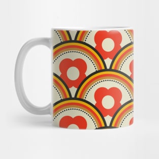 Retro Waves and Flowers Red Mug